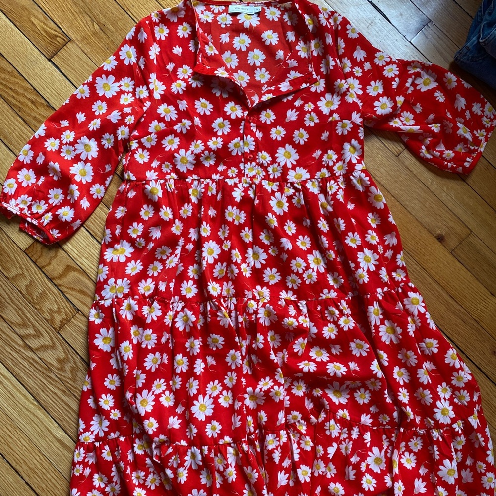 Nasty Gal Floral Print Midaxi Smock Dress